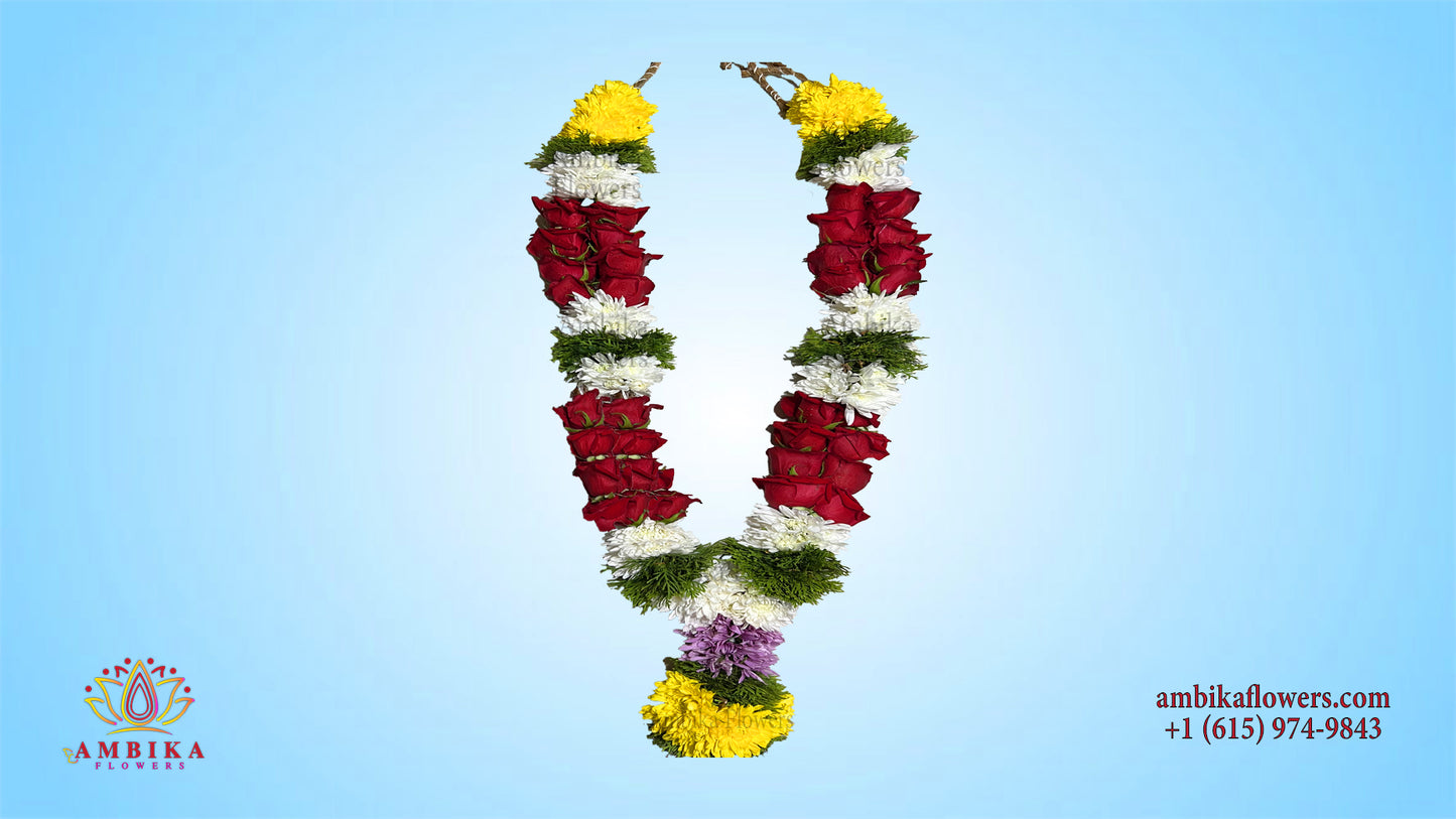 Pooja Garland Rose with Mums - Multicolor - PG45