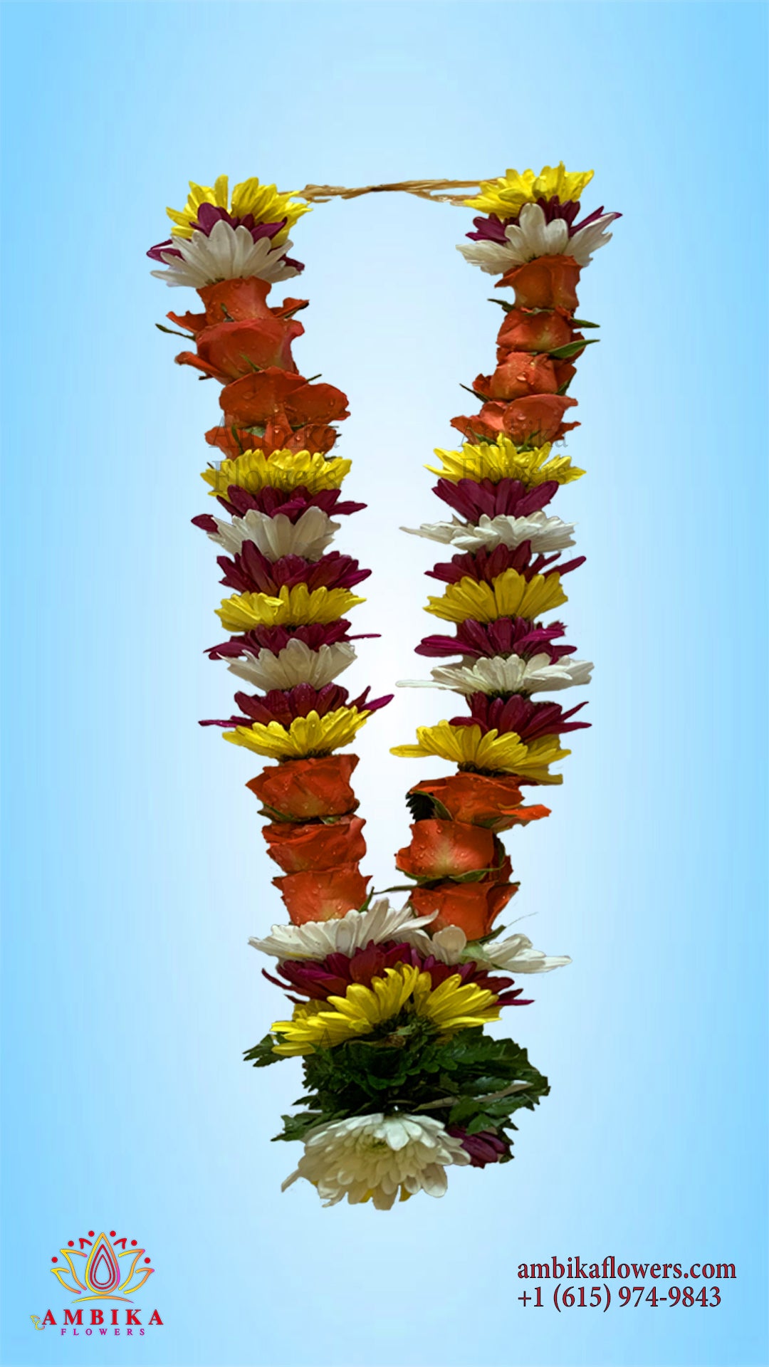 Pooja Garland Rose with Mums - Multicolor - PG56