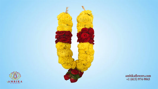 Mums and Button Rose Garland - Multicolor - PG36