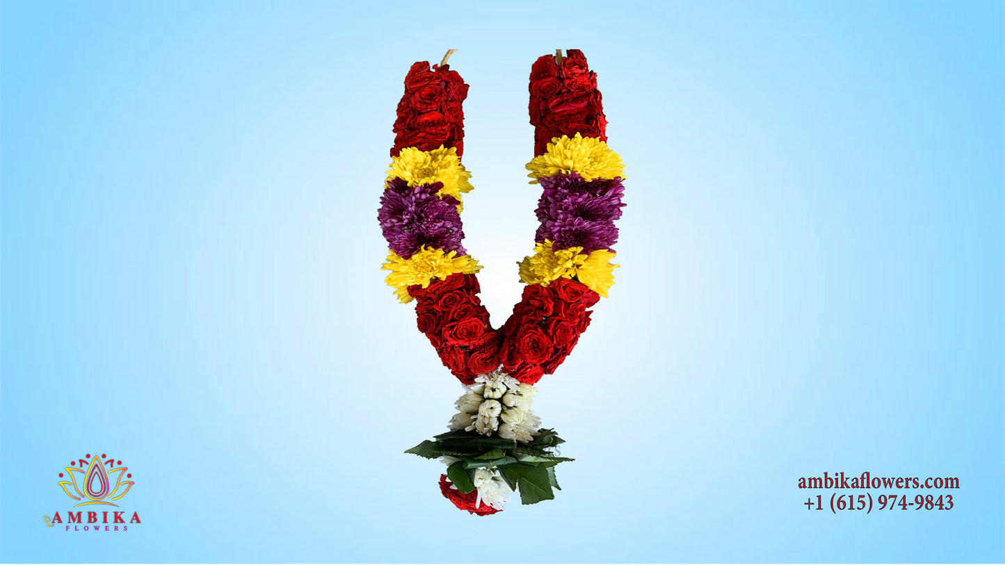 Mums and Button Rose Garland - Multicolor - PG38