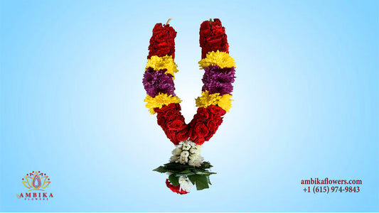 Mums and Button Rose Garland - Multicolor - PG38