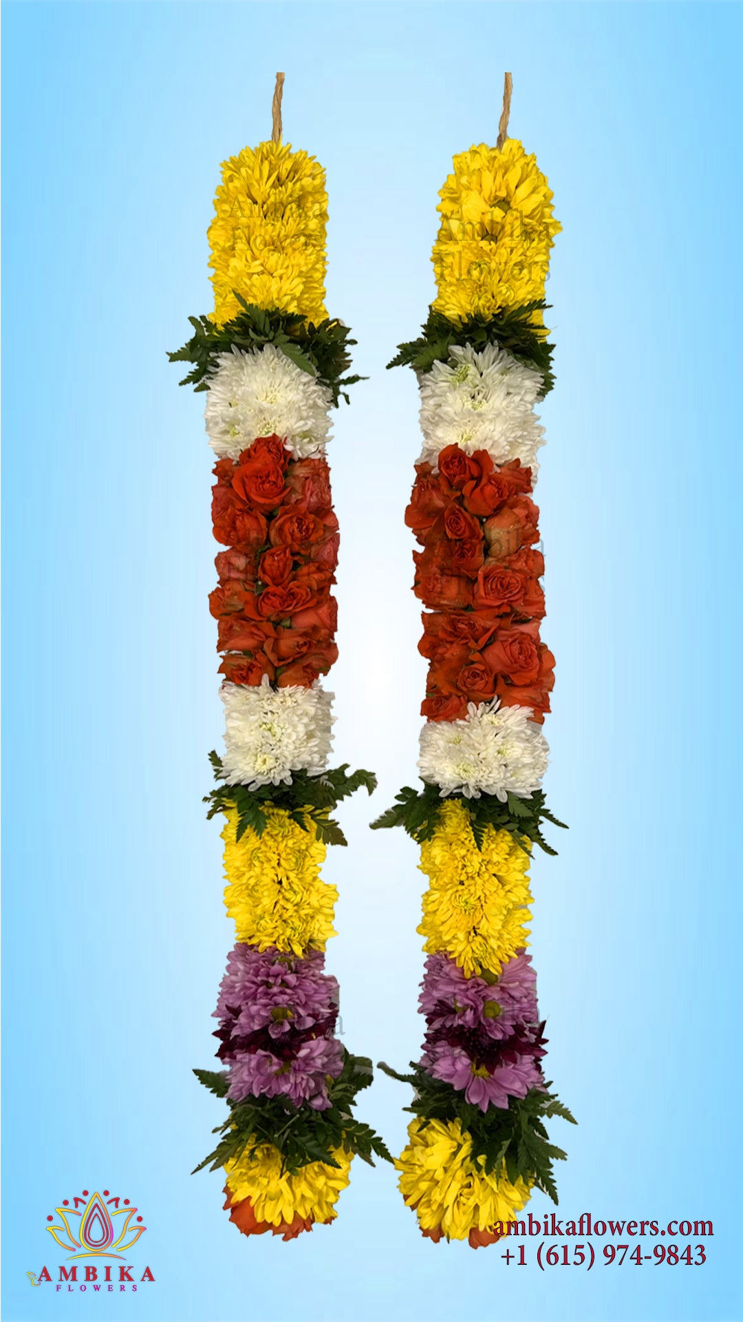 Pooja Garland Rose with Mums - Multicolor - PG49