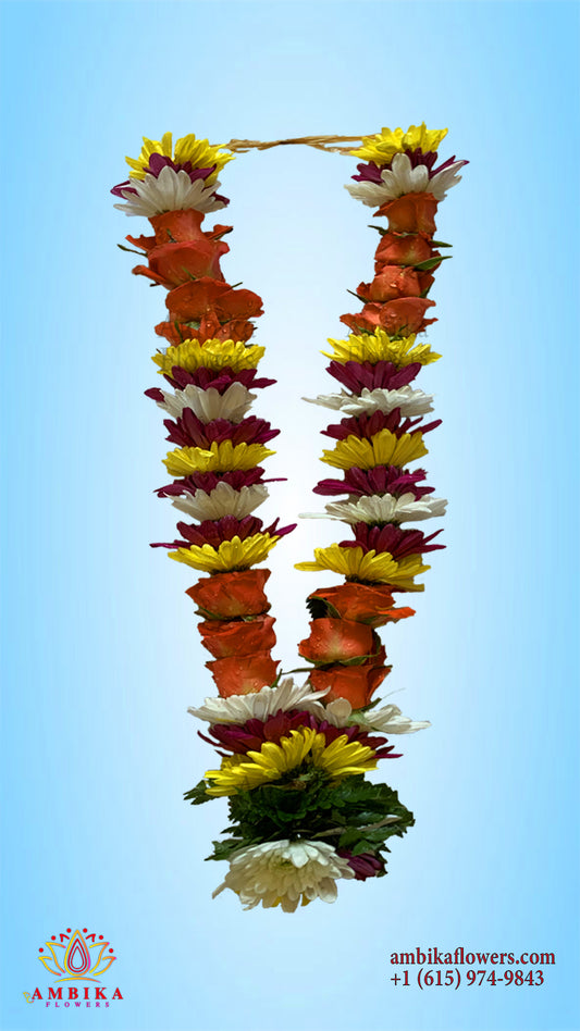 Pooja Garland Rose with Mums - Multicolor - PG56