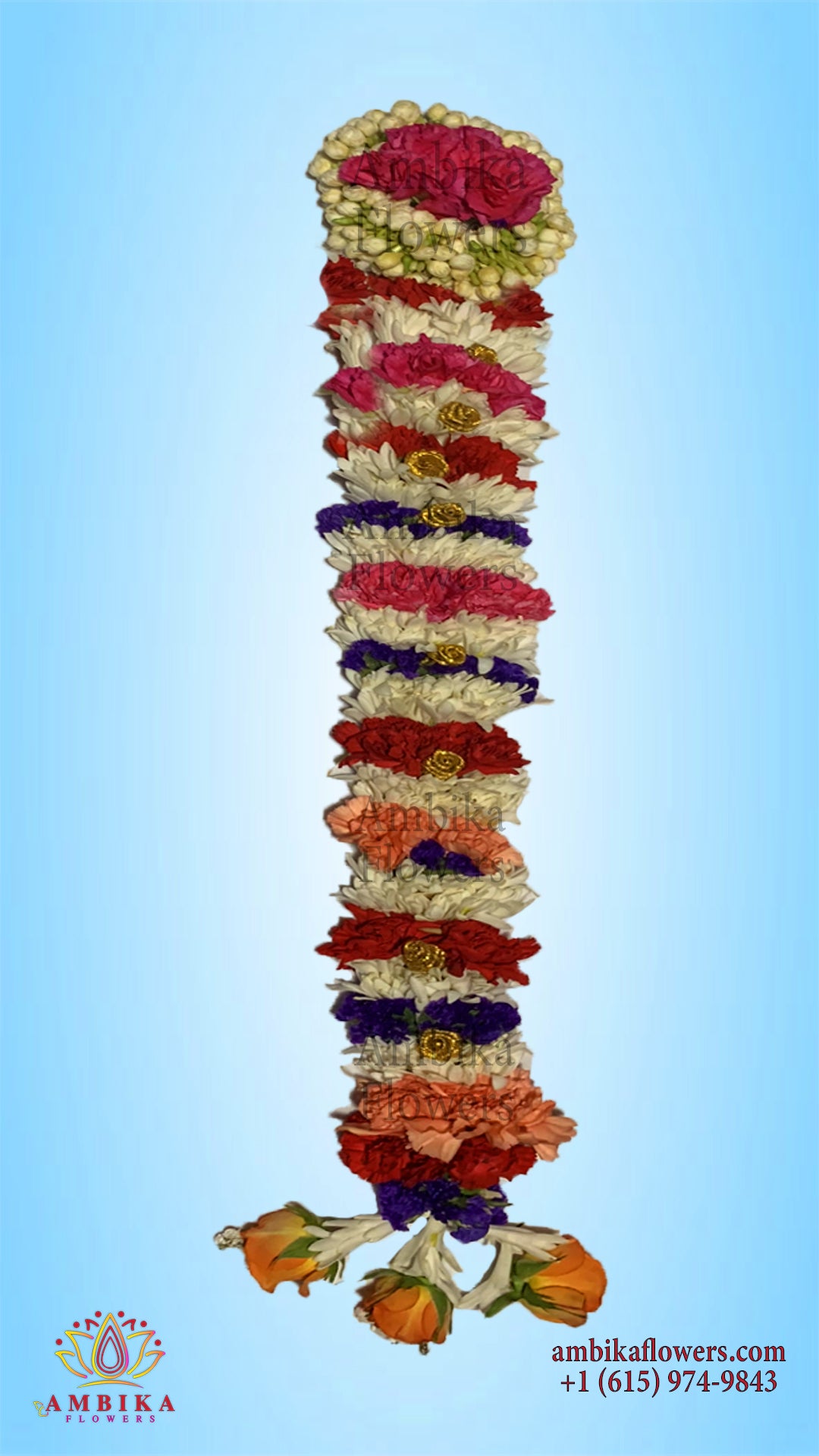 Wedding Garland - Sampangi with Carnations - WG12