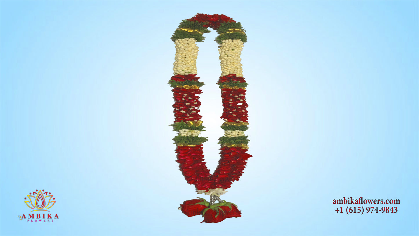 Wedding Garland - Rose Petals with Nanthiyavattam - WG13