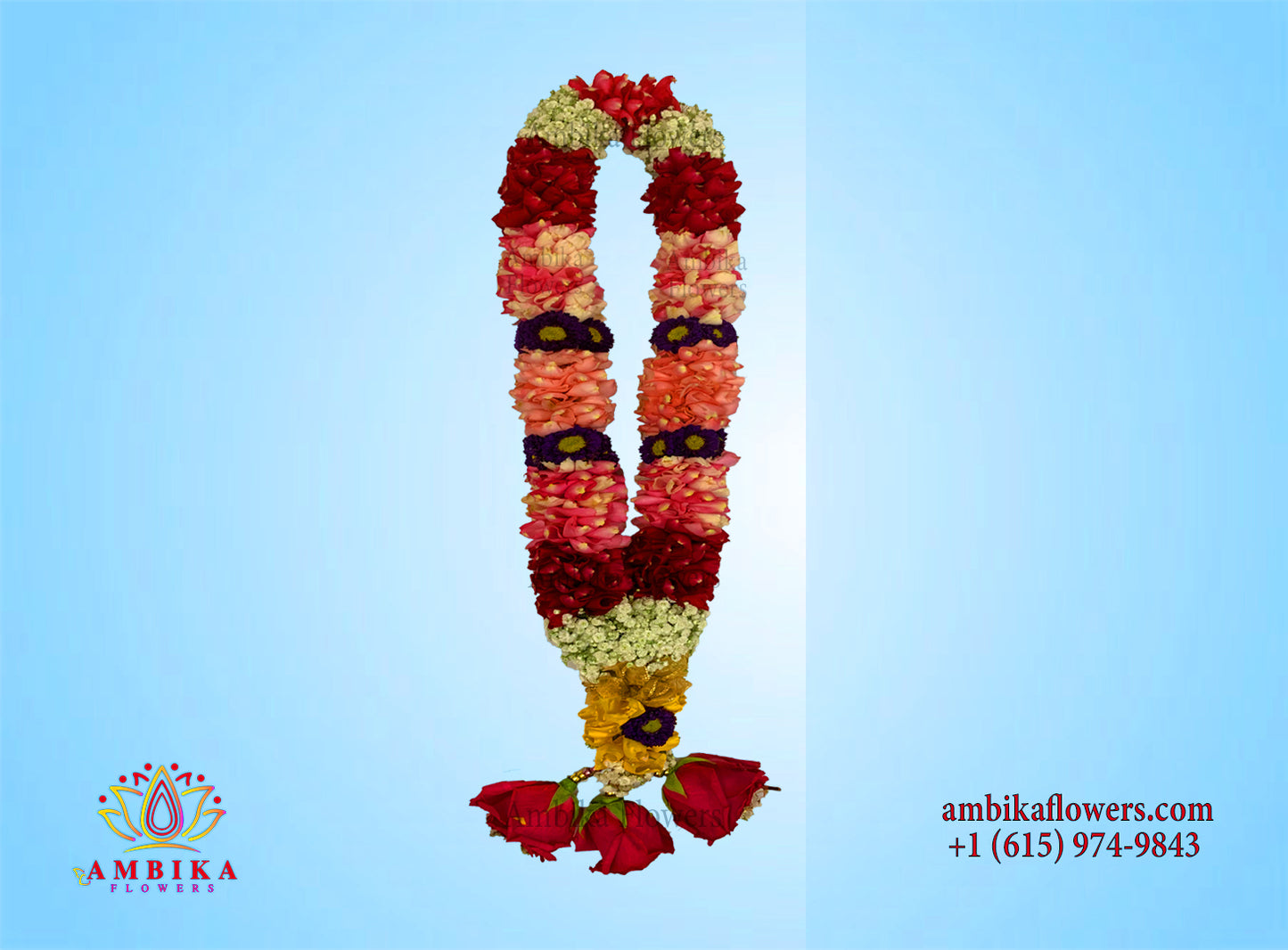 Wedding Garland - Rose Petals with Baby's-breath - WG15