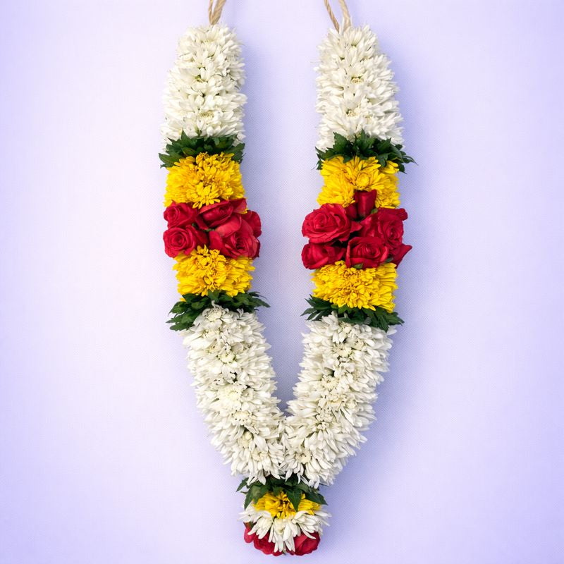 Wedding Garland - Sampangi, Mums with Rose - WG24